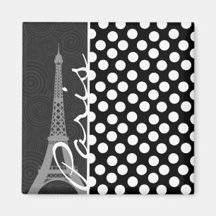 Black & White Polka Dot, Dot, Paris Magnet