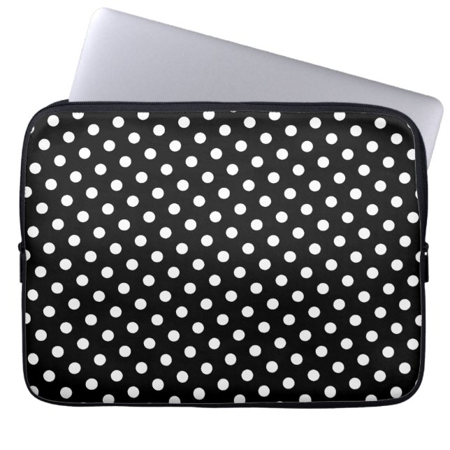 Black & White Polka Dot Laptop sleeve (Framsidan)