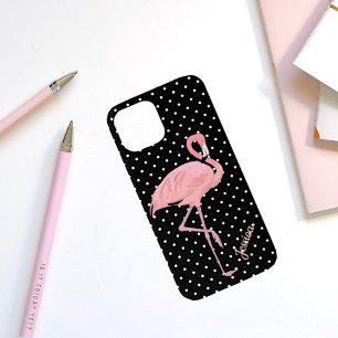 Black & White Polka Dot med Flamingo