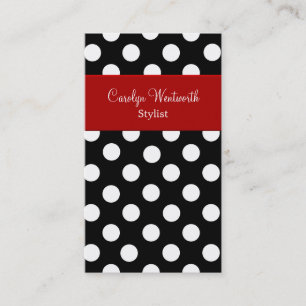 Black White Polka Dot med Red Affärskort Visitkort