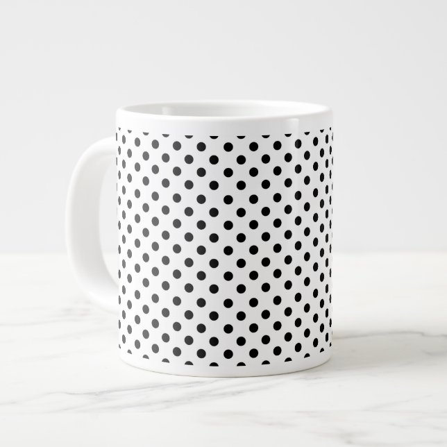 Black White Polka Dot Mönster Jumbo Mugg (Framsida vänster)