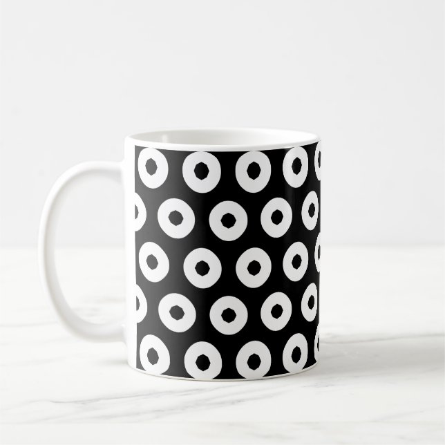 Black/White Polka Dot Mönster Kaffemugg (Vänster)