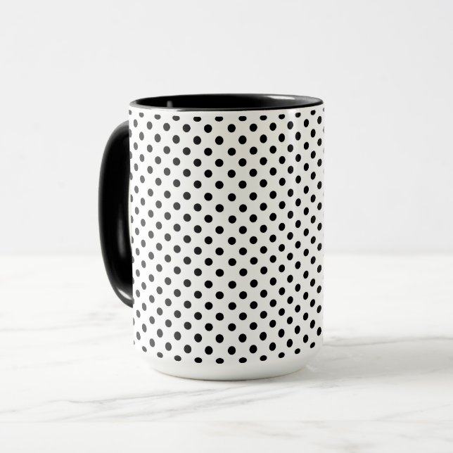 Black White Polka Dot Mönster Mugg (Framsida vänster)