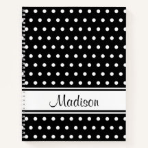 Black White Polka Dot Rand skript Namn