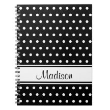 Black White Polka Dot Rand skript Namn