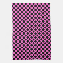 Black White Polka dots på Rosa Kitchen Towel Kökshandduk