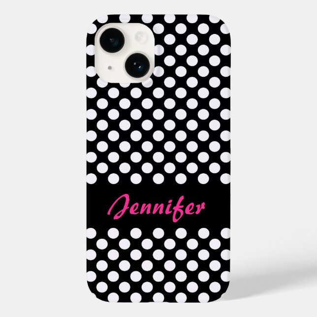Black White Polka dots Personlig Namn (Baksida)