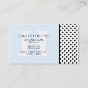 Black White PolkaDots Light Blue Designer Monogram Visitkort