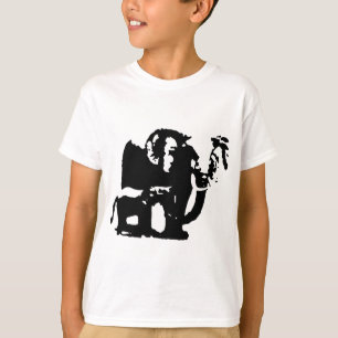 Black White Pop Art Baby & Mamma Elephants T-shirt