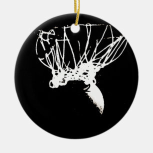 Black White Pop Art Basketball Julgransprydnad Keramik