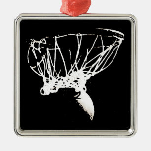 Black White Pop Art Basketball Julgransprydnad Metall