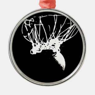 Black White Pop Art Basketball Julgransprydnad Metall