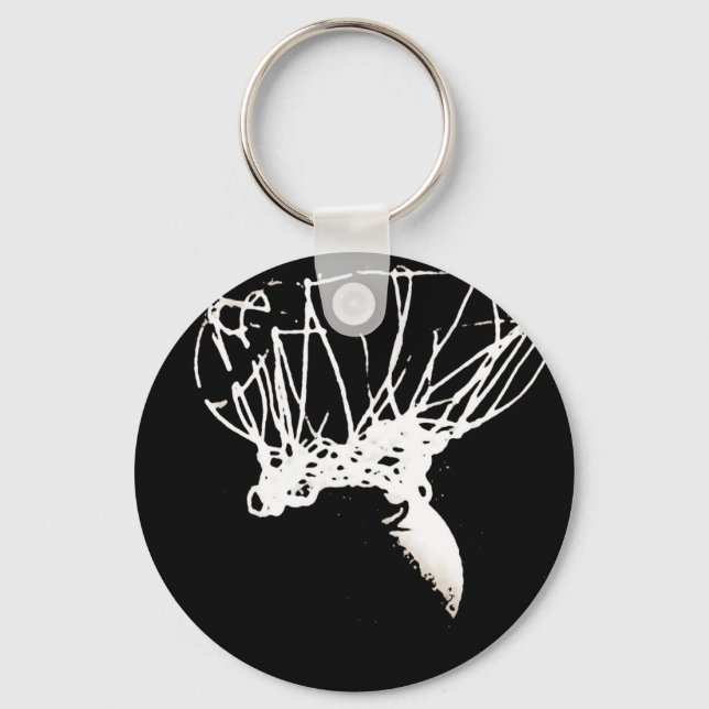 Black White Pop Art Basketball Nyckelring (Framsida)