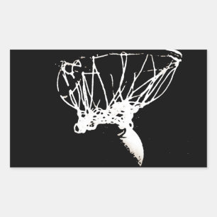 Black White Pop Art Basketball Rektangulärt Klistermärke