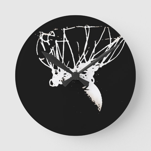 Black White Pop Art Basketball Rund Klocka (Framsida)