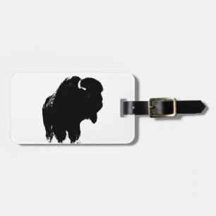 Black & White Pop Art Bison Buffalo Bagagebricka