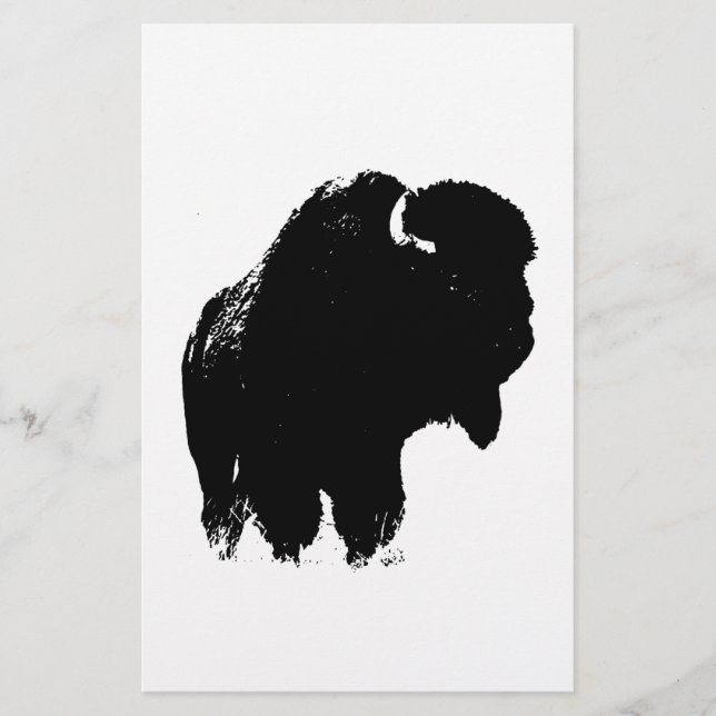 Black & White Pop Art Bison Buffalo Brevpapper (Framsida)
