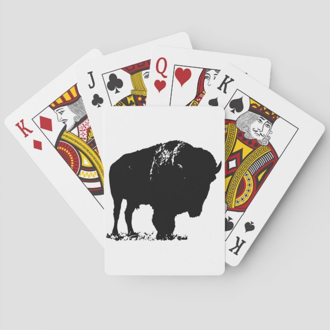 Black & White Pop Art Bison Buffalo Casinokort (Baksidan)