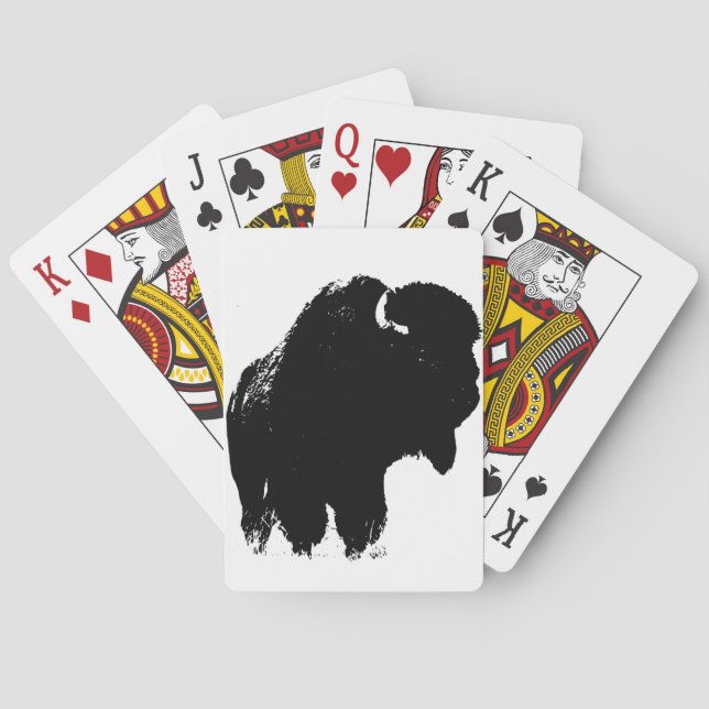 Black & White Pop Art Bison Buffalo Casinokort (Baksidan)
