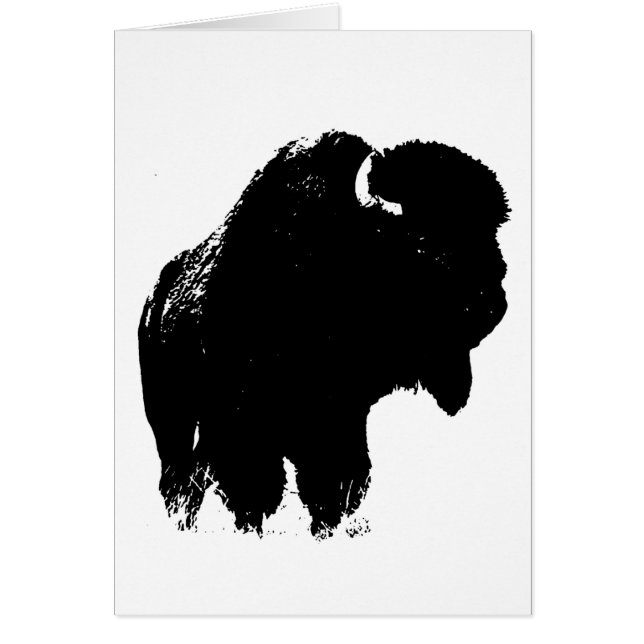 Black & White Pop Art Bison Buffalo Hälsningskort (Framsidan)