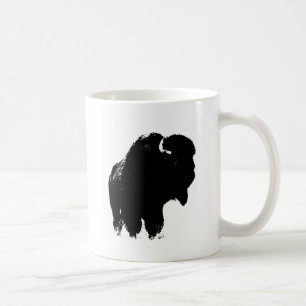 Black & White Pop Art Bison Buffalo Kaffemugg
