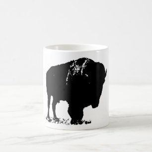 Black & White Pop Art Bison Buffalo Kaffemugg