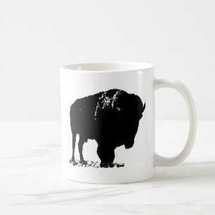 Black & White Pop Art Bison Buffalo Kaffemugg