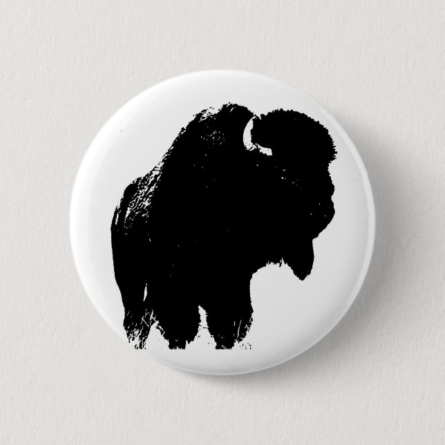 Black & White Pop Art Bison Buffalo Knapp (Framsida)