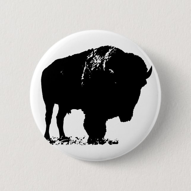 Black & White Pop Art Bison Buffalo Knapp (Framsida)