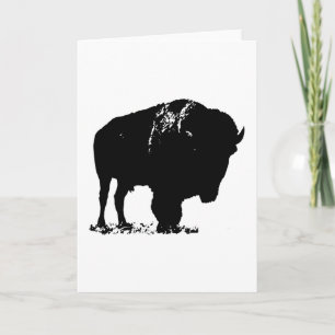 Black & White Pop Art Bison Buffalo Kort