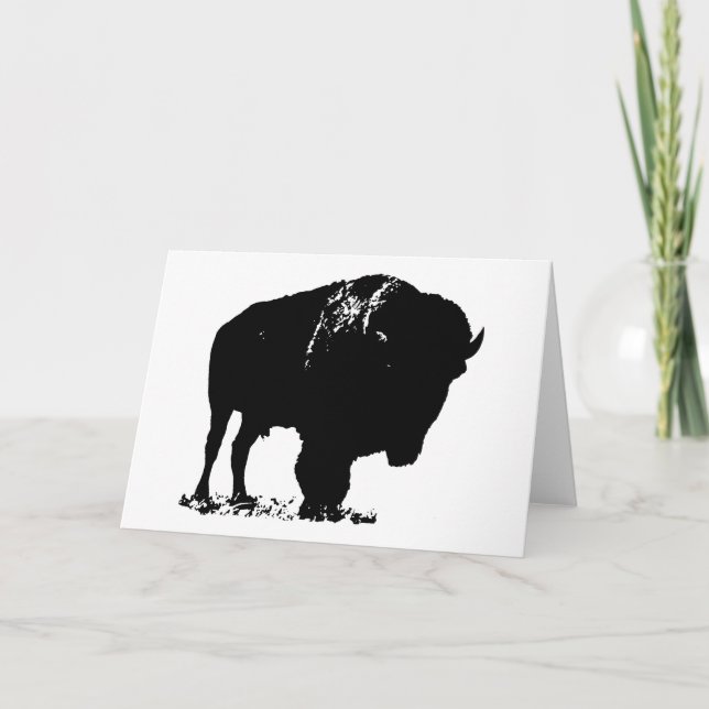 Black & White Pop Art Bison Buffalo Kort (Framsida)