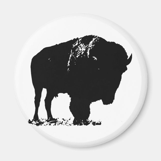 Black & White Pop Art Bison Buffalo Magnet (Framsidan)