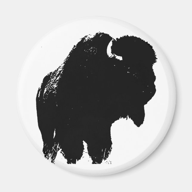 Black & White Pop Art Bison Buffalo Magnet (Framsidan)