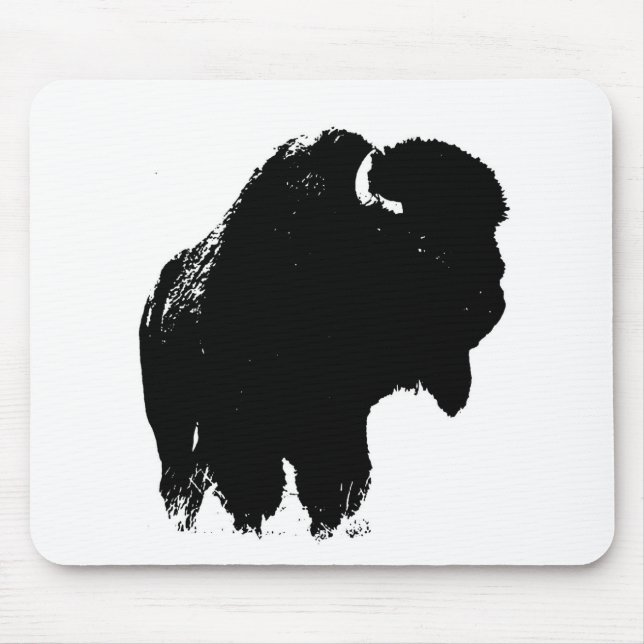Black & White Pop Art Bison Buffalo Musmatta (Framsidan)