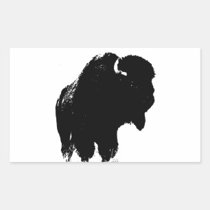 Black & White Pop Art Bison Buffalo Rektangulärt Klistermärke