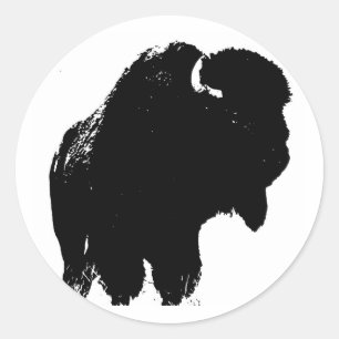 Black & White Pop Art Bison Buffalo Runt Klistermärke