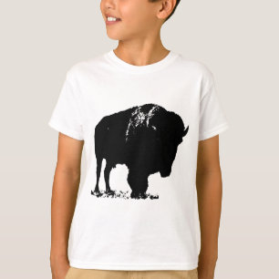 Black & White Pop Art Bison Buffalo T Shirt