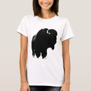 Black & White Pop Art Bison Buffalo Tee