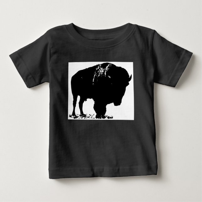 Black & White Pop Art Bison Buffalo Tee (Framsida)