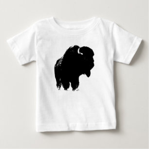 Black & White Pop Art Bison Buffalo Tee Shirt