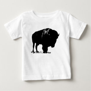 Black & White Pop Art Bison Buffalo Tee Shirt
