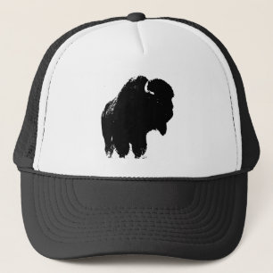 Black & White Pop Art Bison Buffalo Truckerkeps