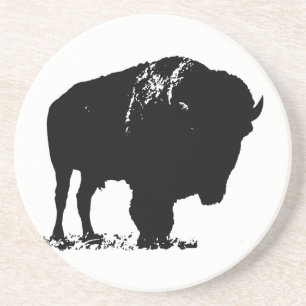 Black & White Pop Art Bison Buffalo Underlägg