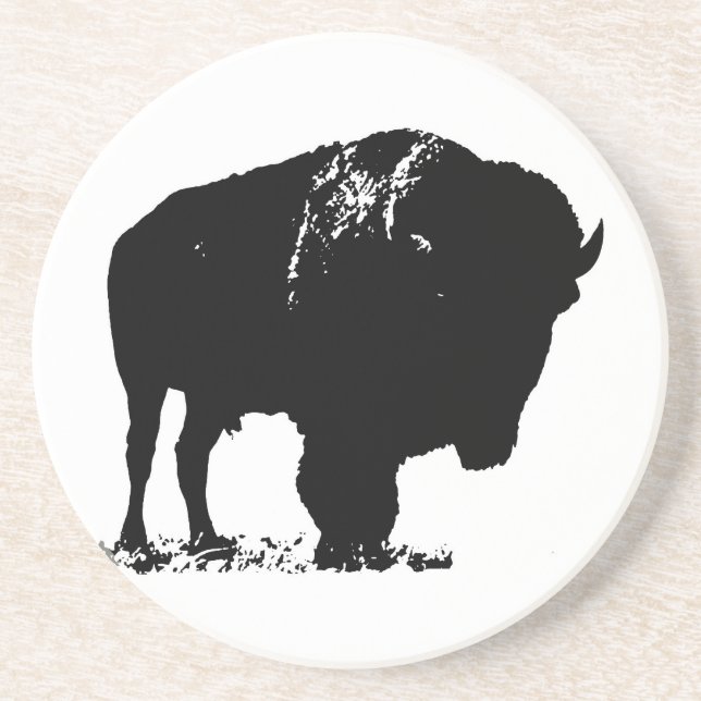 Black & White Pop Art Bison Buffalo Underlägg (Framsidan)