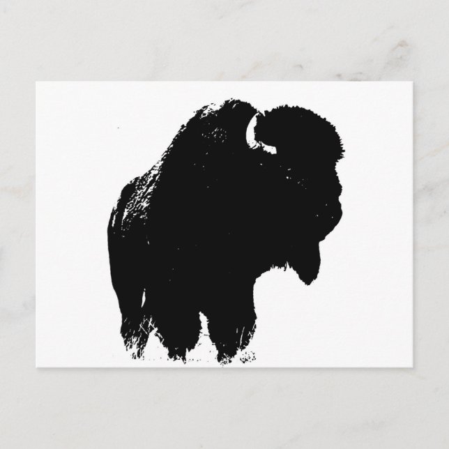 Black & White Pop Art Bison Buffalo Vykort (Framsida)