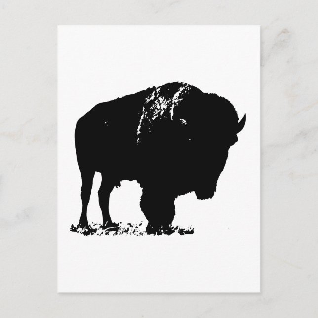 Black & White Pop Art Bison Buffalo Vykort (Framsida)
