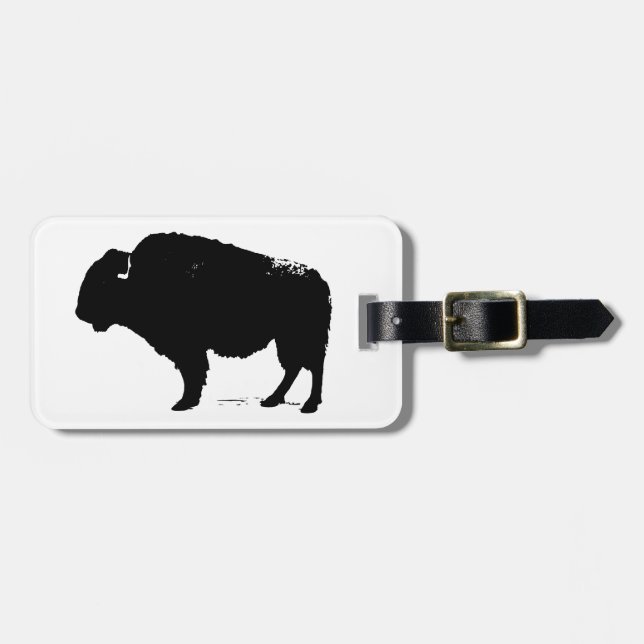 Black & White Pop Art Buffalo Bison Bagagebricka (Horisontell Framsida)