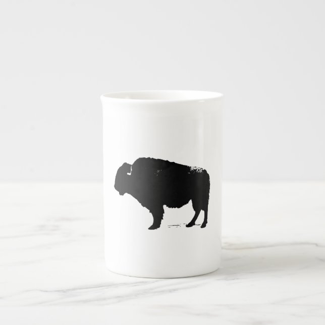 Black & White Pop Art Buffalo Bison Benporslin Mugg (Framsidan)