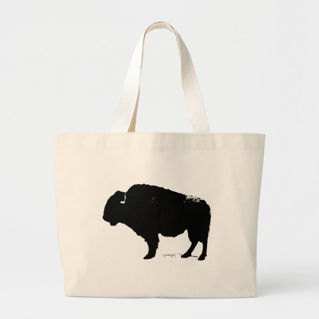 Black & White Pop Art Buffalo Bison Jumbo Tygkasse (Framsidan)