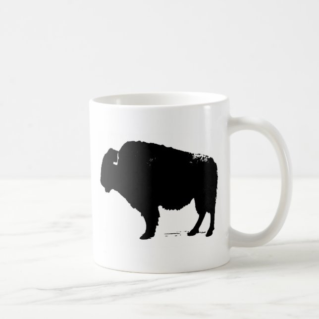 Black & White Pop Art Buffalo Bison Kaffemugg (Höger)